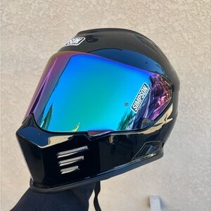 Simpson Black Helmet with Iridescent Visor